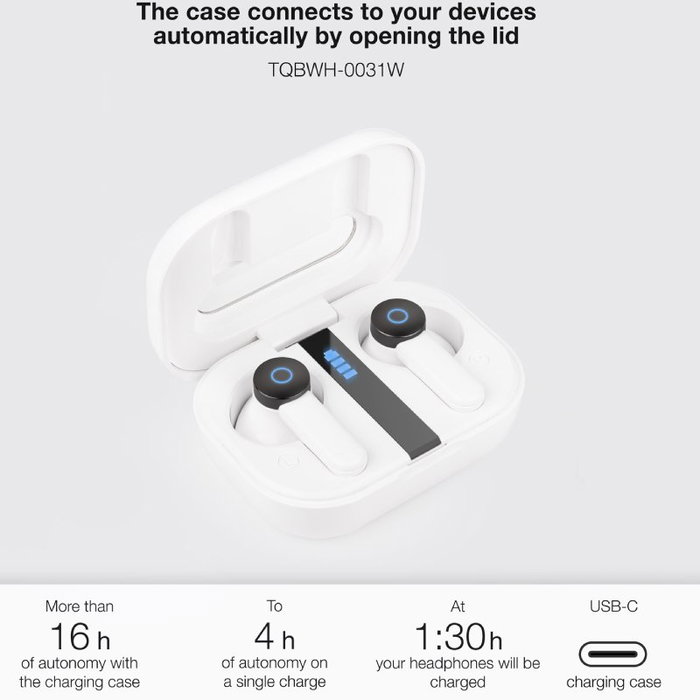 Tooq Bender TQBWH-0031W Auriculares Inalámbricos Blancos Tooq Bender TQBWH-0031W Auriculares Inalámbricos Blancos